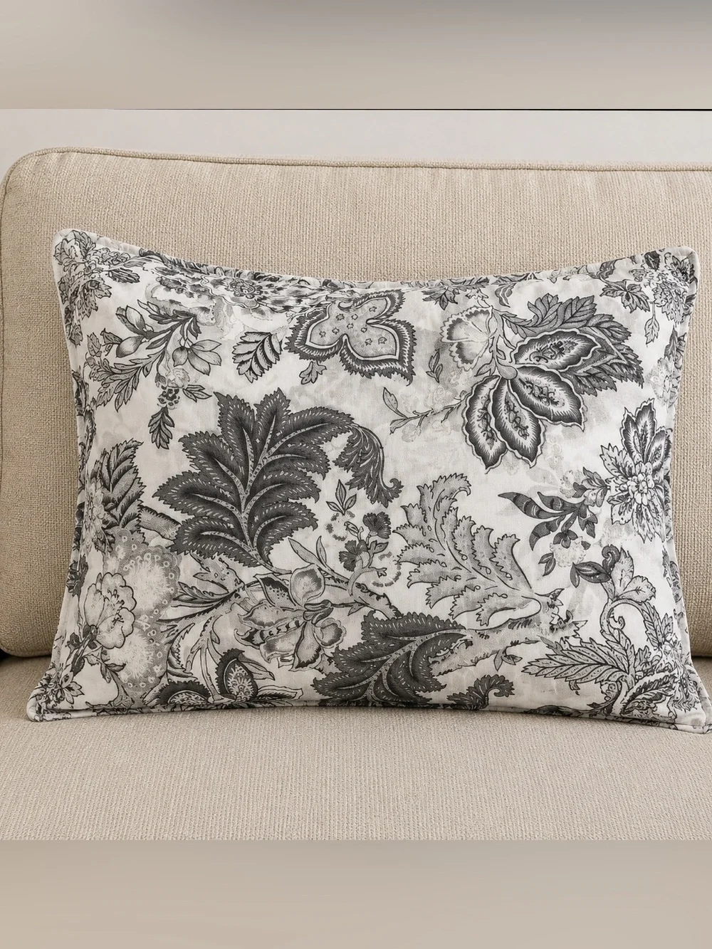 NWT Pottery Barn Caselyn Palampore Standard Pillow Sham Black White 26x20